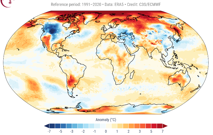 Anomalies de température en février 2025