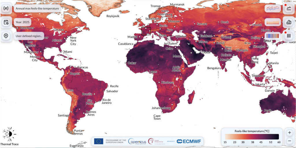 Températures ressenties maximales en 2025